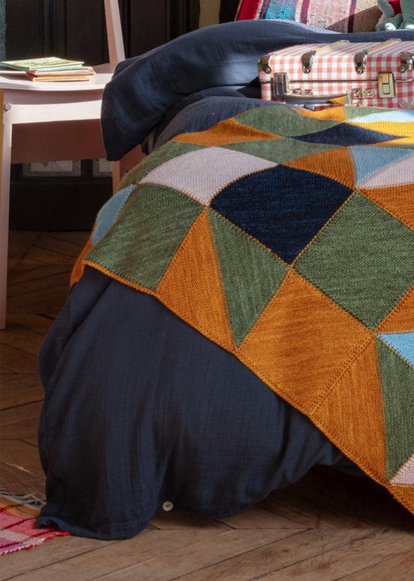 Caramel BABY PATCHWORK KNITTED BLANKET - MULTI