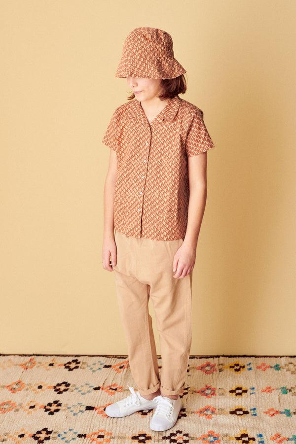 Caramel BAMBOO SHIRT - APRICOT GEO PRINT