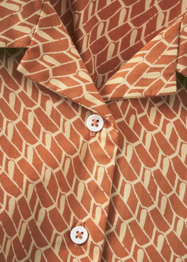 Caramel BAMBOO SHIRT - APRICOT GEO PRINT