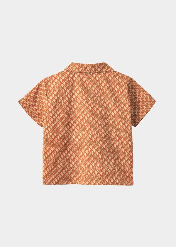 Caramel BAMBOO SHIRT - APRICOT GEO PRINT