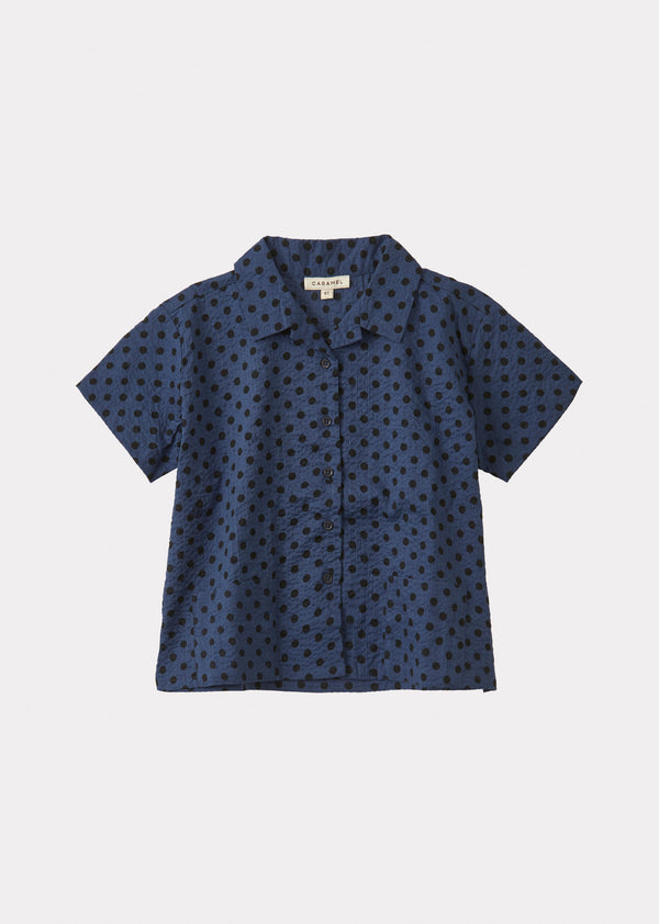 caramel BAMBOO SHIRT -BLACK POLKA DOT