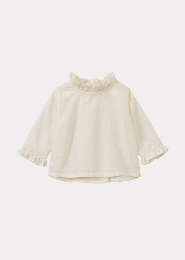 caramel BLOSSOM BABY COTTON VOILE TOP - OFF-WHITE