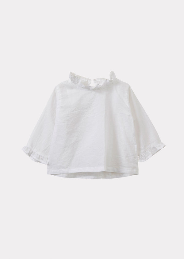 caramel BLOSSOM BABY COTTON VOILE TOP - WHITE