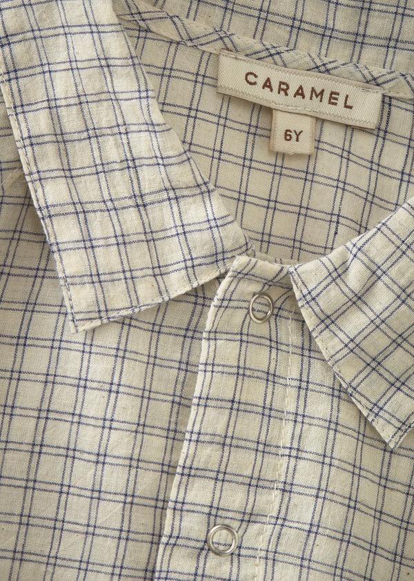 Caramel BURDOCK SHIRT - WHITE/NAVY CHECK