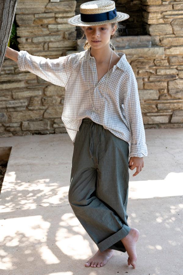 Caramel BURDOCK SHIRT - WHITE/NAVY CHECK