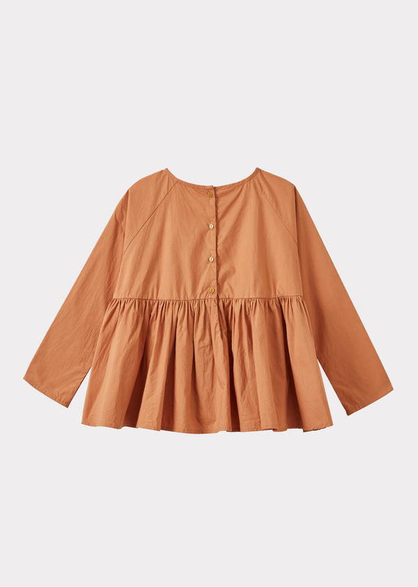 Caramel CALLIOPE GIRL'S COTTON BLOUSE - BURNT ORANGE