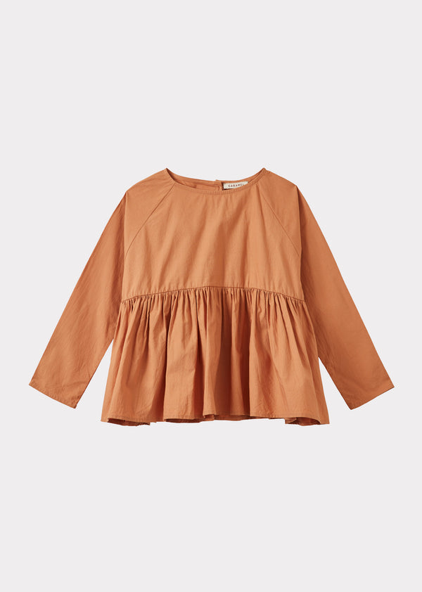 caramel CALLIOPE GIRL'S COTTON BLOUSE - BURNT ORANGE