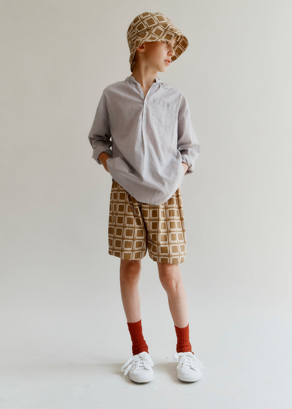 Caramel CEDRUS HAT - BROWN GEO PRINT