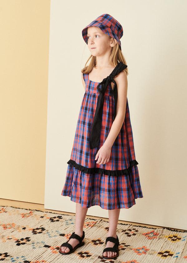 Caramel CEDRUS HAT - RED/BLUE TARTAN