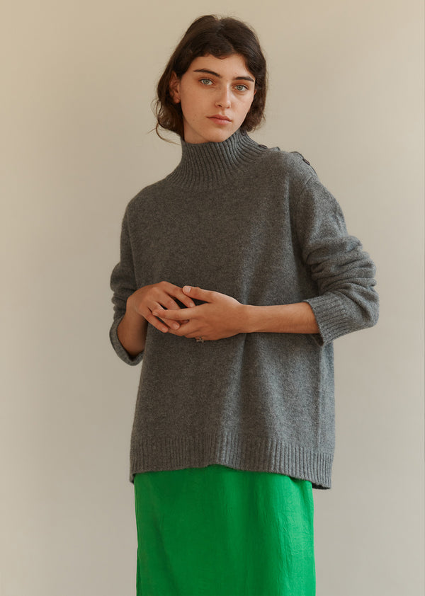 Caramel CERO WOMEN'S CASHMERE JUMPER - CHARCOAL