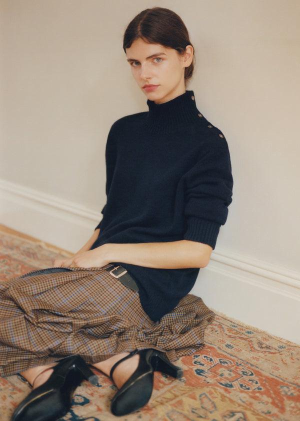 caramel CERO WOMEN'S CASHMERE JUMPER - NAVY