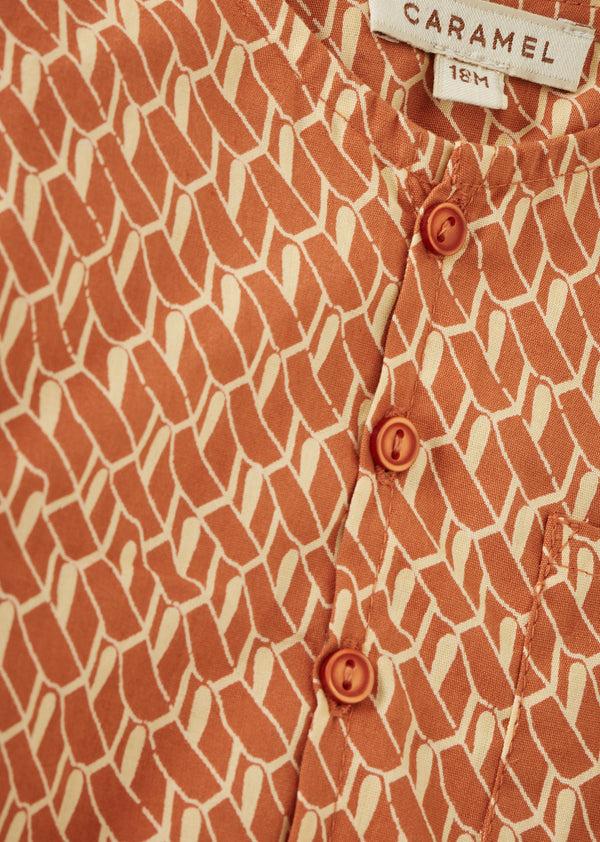 Caramel CHARD BABY SHIRT - APRICOT GEO PRINT