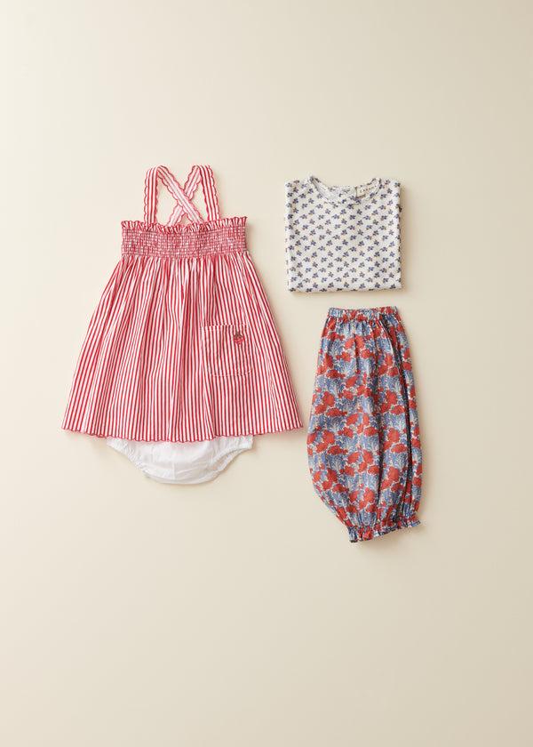 Caramel CHERVIL BABY COTTON SUN DRESS - RED STRIPE