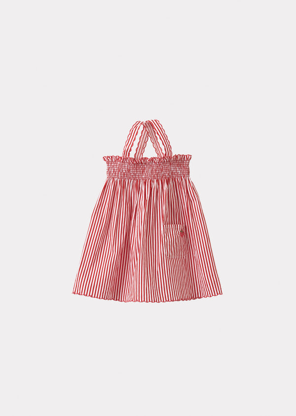 caramel CHERVIL BABY COTTON SUN DRESS - RED STRIPE