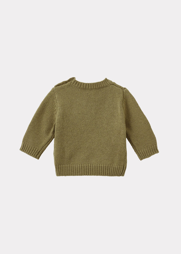 Caramel CHESTER BABY WOOL JUMPER - OLIVE