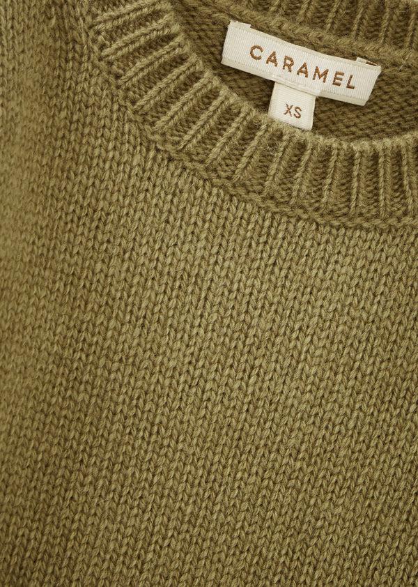 Caramel CHESTER BABY WOOL JUMPER - OLIVE