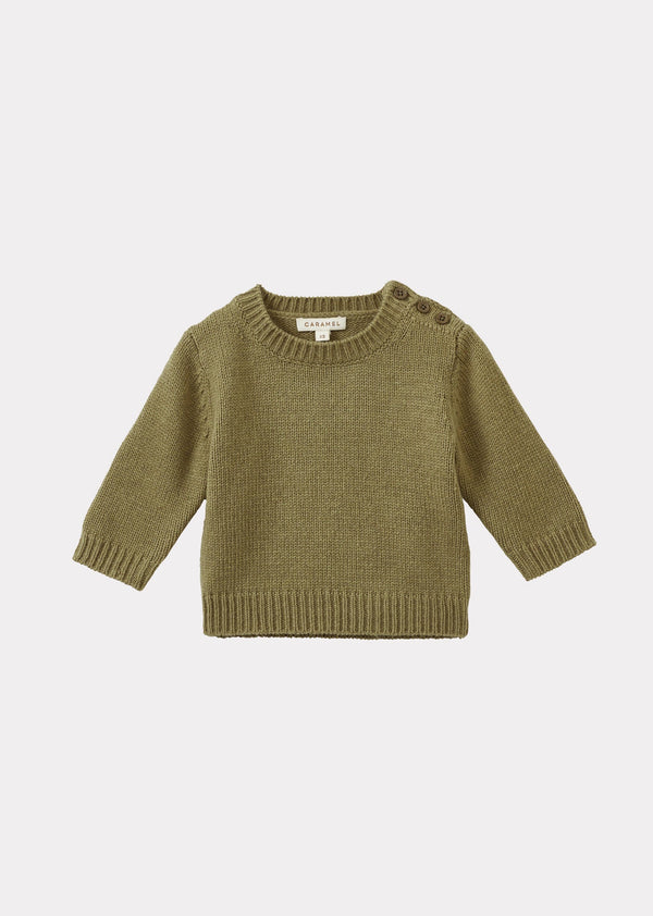 caramel CHESTER BABY WOOL JUMPER - OLIVE