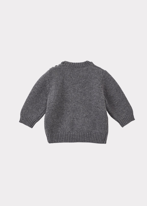 Caramel CHESTER BABY WOOL MIX JUMPER - DARK GREY