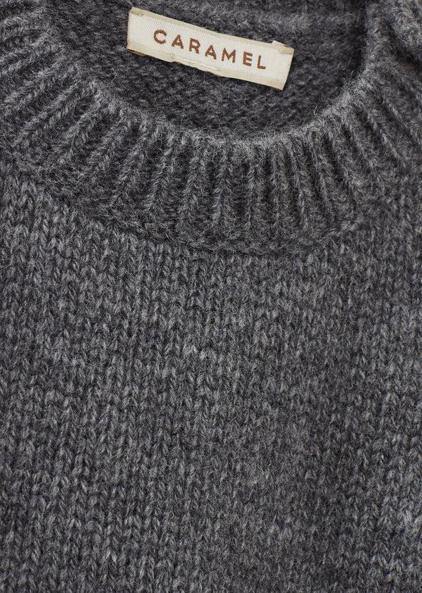 Caramel CHESTER BABY WOOL MIX JUMPER - DARK GREY
