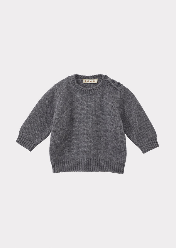 caramel CHESTER BABY WOOL MIX JUMPER - DARK GREY