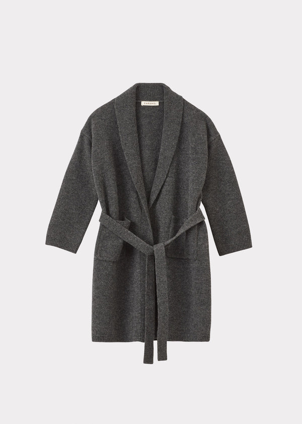 caramel CHILD KNITTED ROBE - GRAPHITE