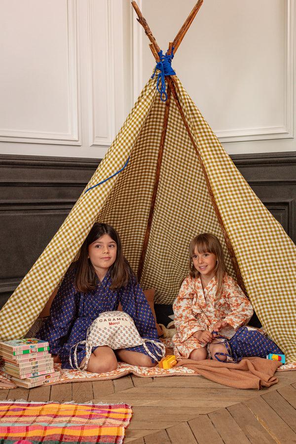 Caramel CHILDREN NIGHT ROBE - NAVY POSY PRINT