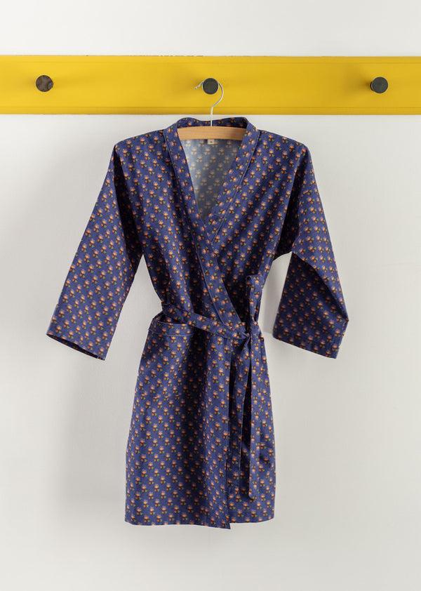 caramel CHILDREN NIGHT ROBE - NAVY POSY PRINT