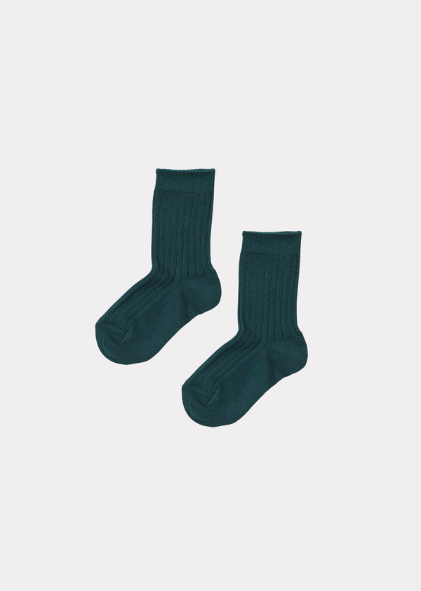 caramel CHILDREN'S RIB ANKLE SOCKS - PETROLINE