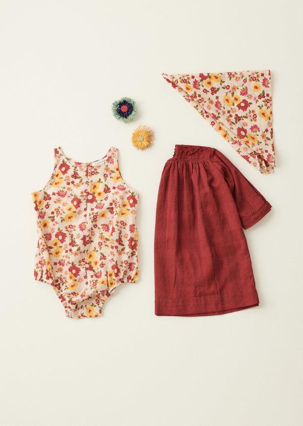 Caramel CLAIRE BABY COTTON DRESS - RED / BLACK CHECK