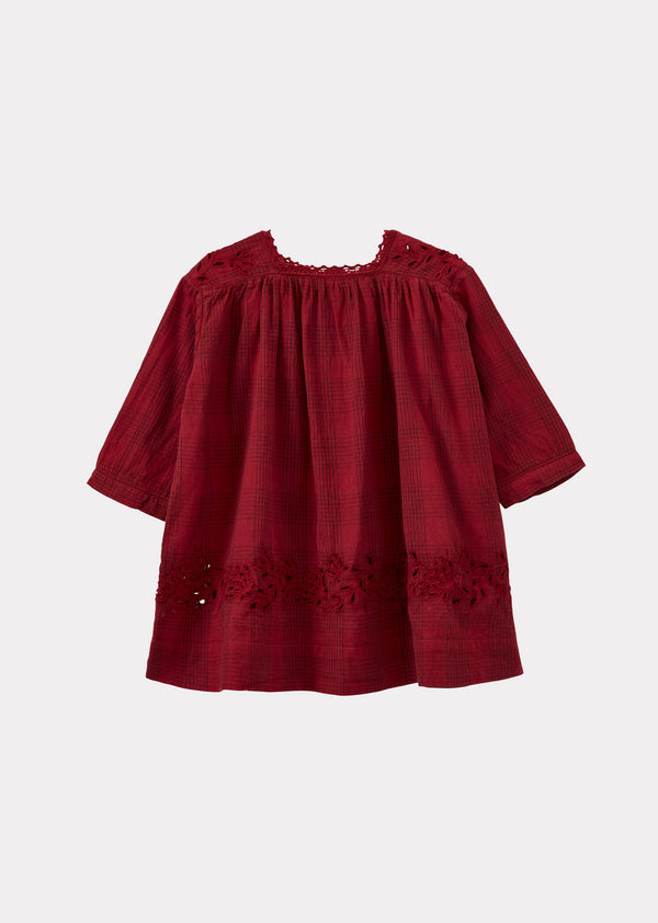 caramel CLAIRE BABY COTTON DRESS - RED / BLACK CHECK