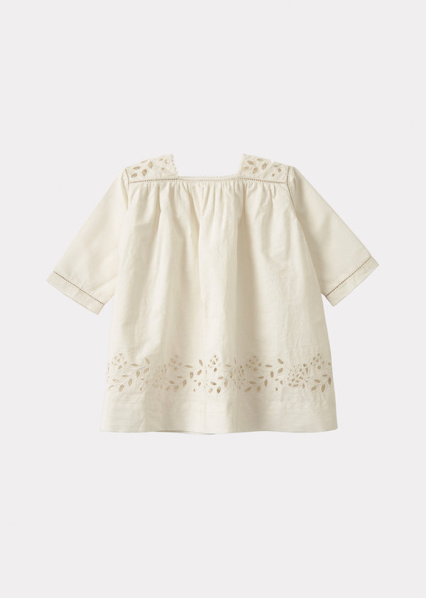caramel CLAIRE BABY COTTON DRESS - WHITE