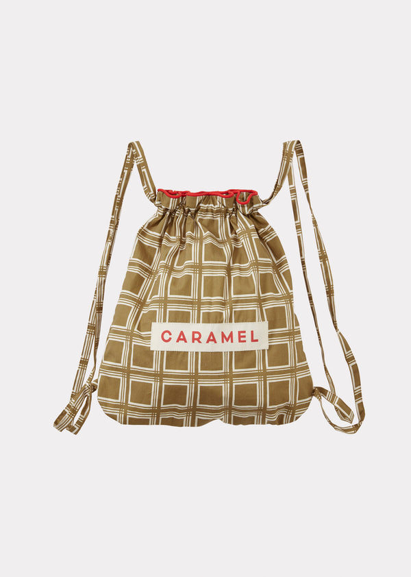 caramel COTTON BACKPACK - BROWN GEO PRINT