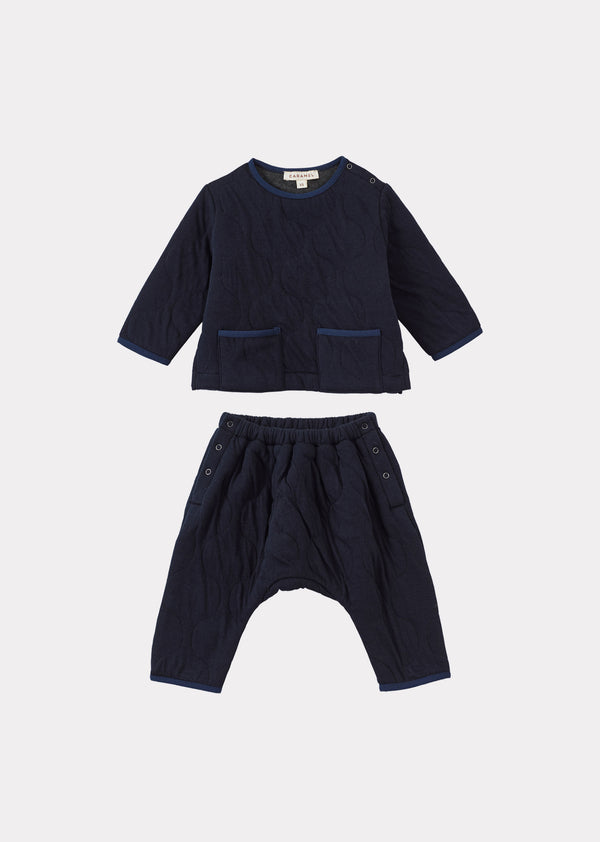 caramel CRABAPPLE COTTON BABY SET - NAVY