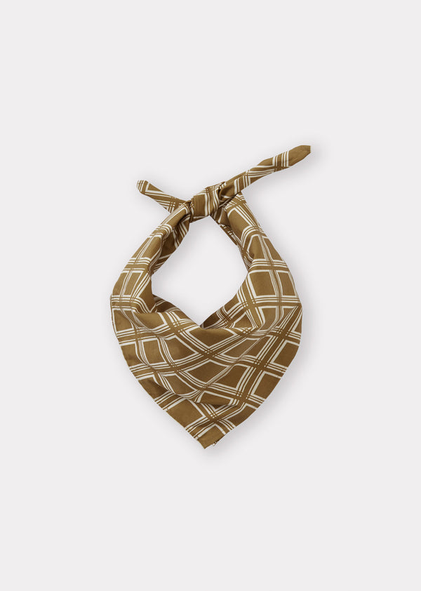 caramel DANDELION COTTON SCARF - BROWN GEO PRINT