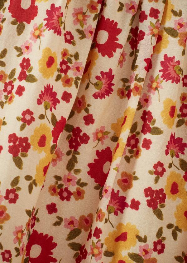 Caramel DANDELION COTTON SCARF - VINTAGE FLORAL