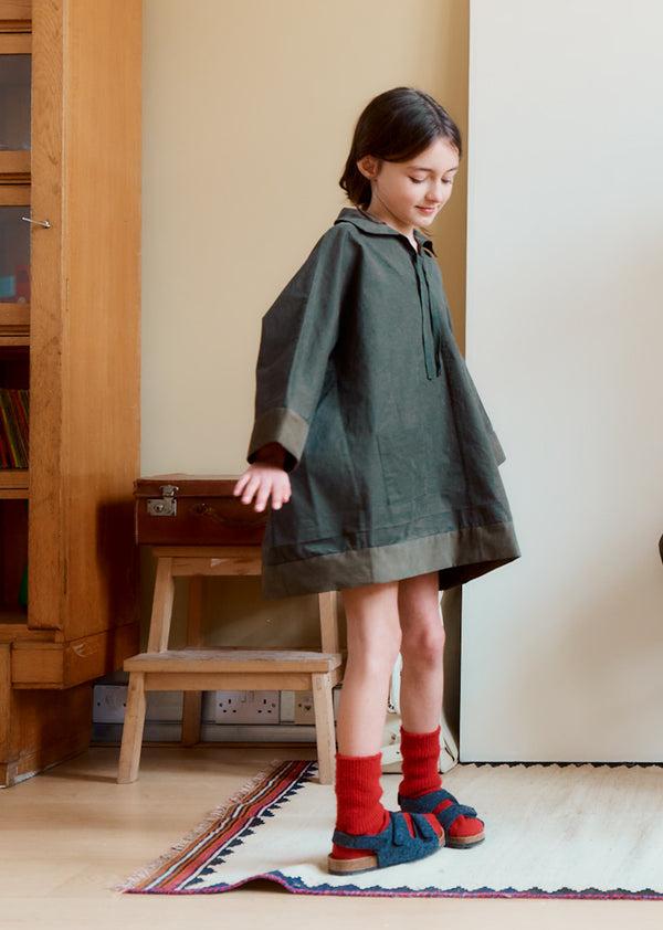 Caramel DARCIE CHILDREN'S HEAVY COTTON DRESS - KHAKI