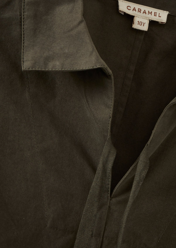 Caramel DARCIE CHILDREN'S HEAVY COTTON DRESS - KHAKI