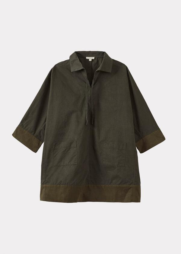 caramel DARCIE CHILDREN'S HEAVY COTTON DRESS - KHAKI