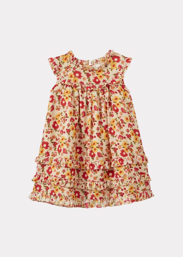 Caramel DELILAH GIRL'S COTTON DRESS - VINTAGE FLORAL