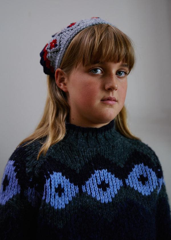 Caramel DENO EMBROIDERED HEADSCARF - GREY/RED MULTI