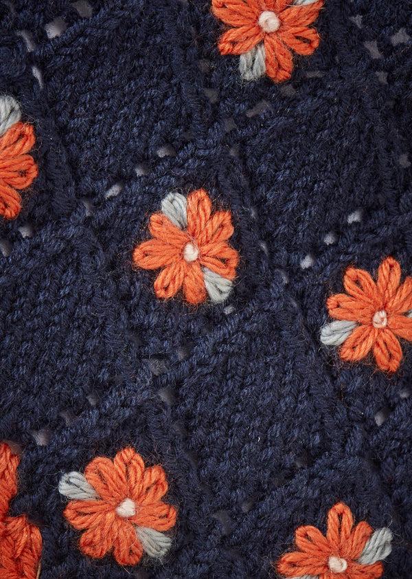 Caramel DENO EMBROIDERED HEADSCARF - NAVY/ORANGE