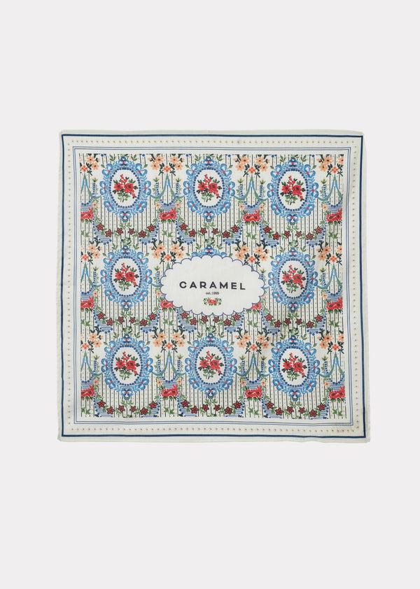 caramel ELLIE COTTON SCARF - FLORAL LACE ECRU PRINT