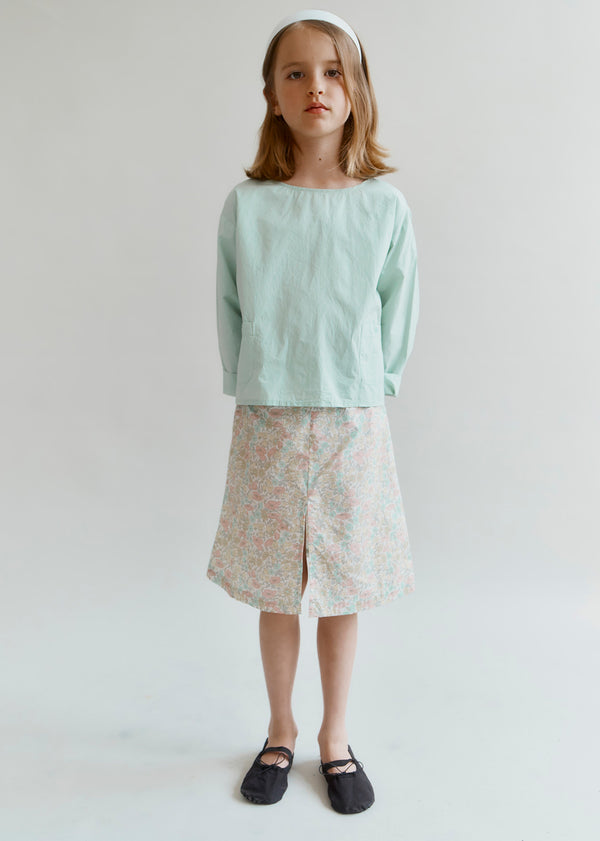 Caramel ELRIC CHILDREN'S COTTON POPLIN TOP - MINT