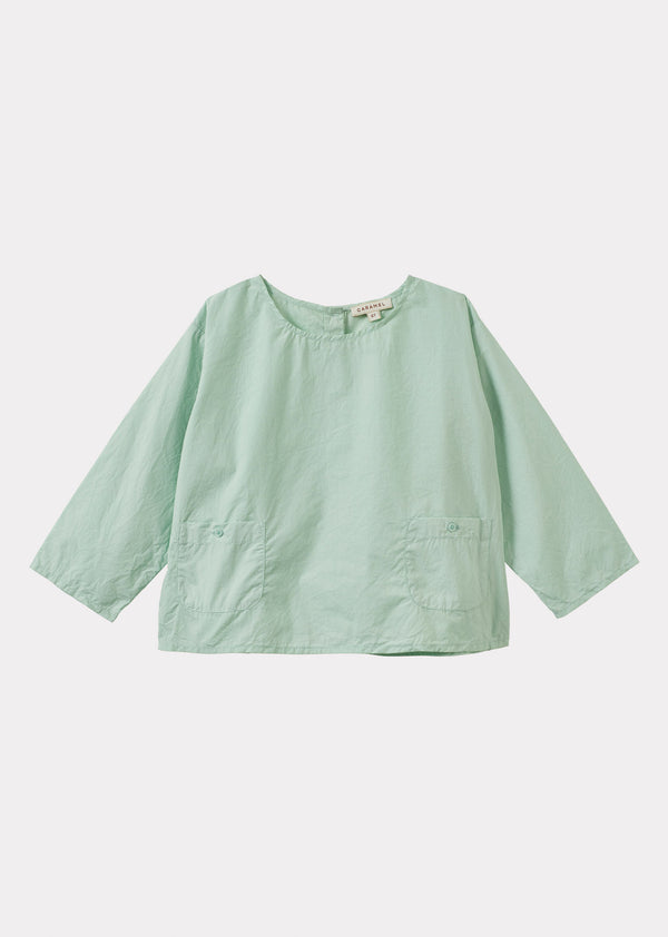 caramel ELRIC CHILDREN'S COTTON POPLIN TOP - MINT