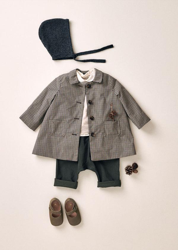 Caramel FELIX BABY COTTON COAT - BEIGE MICRO-CHECK