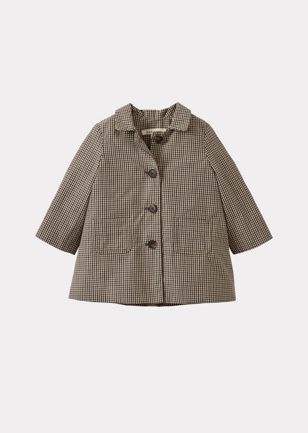 Caramel FELIX BABY COTTON COAT - BEIGE MICRO-CHECK