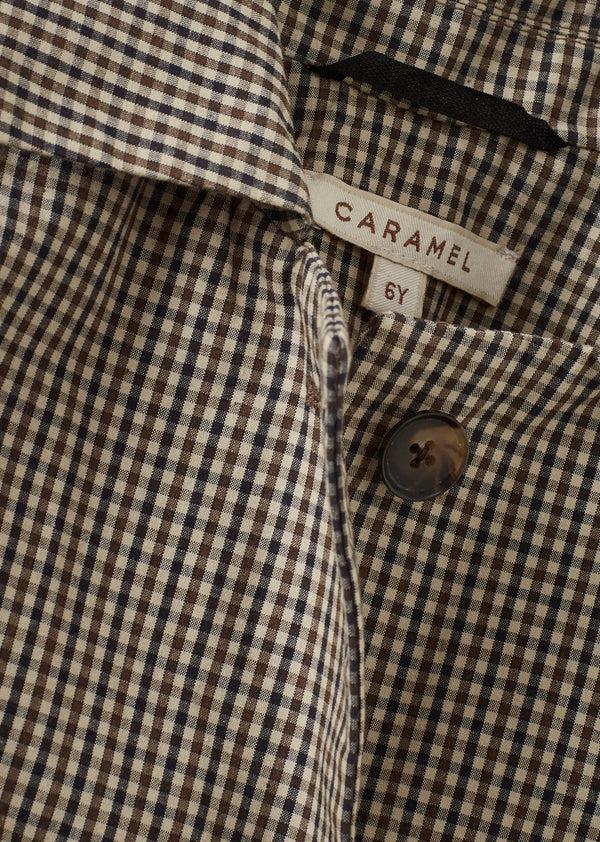 Caramel FELIX BABY COTTON COAT - BEIGE MICRO-CHECK