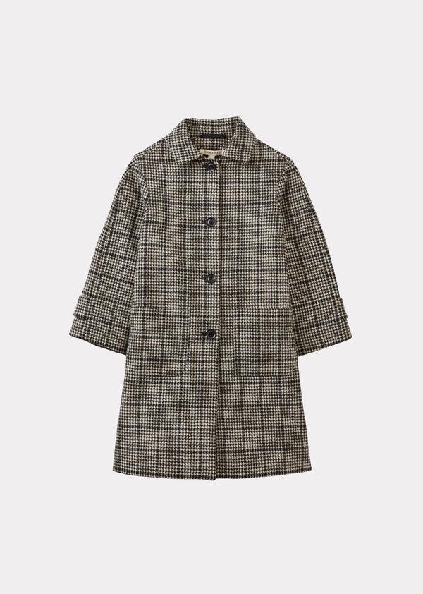 caramel FELIX CHILDREN'S NEW WOOL COAT - HOUNDSTOOTH