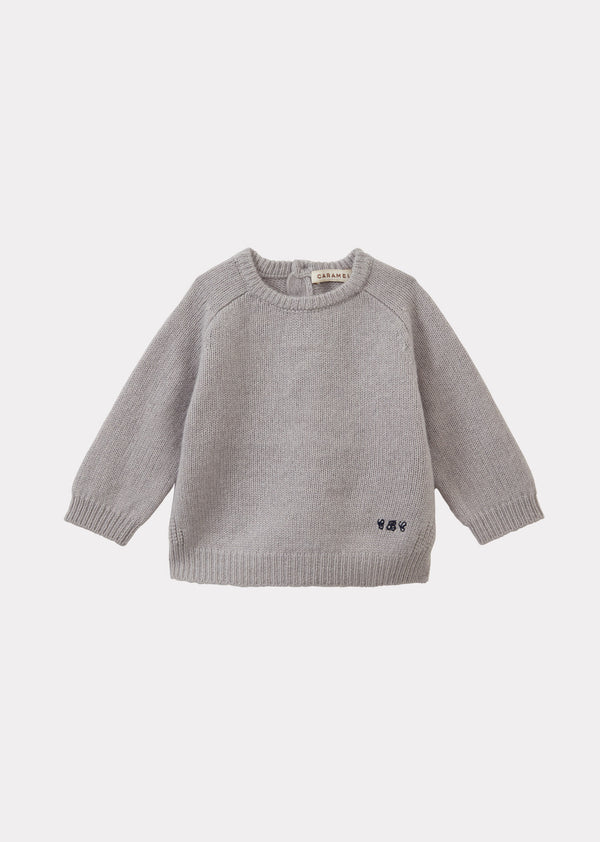 caramel FENNEL BABY CASHMERE JUMPER - PALE GREY