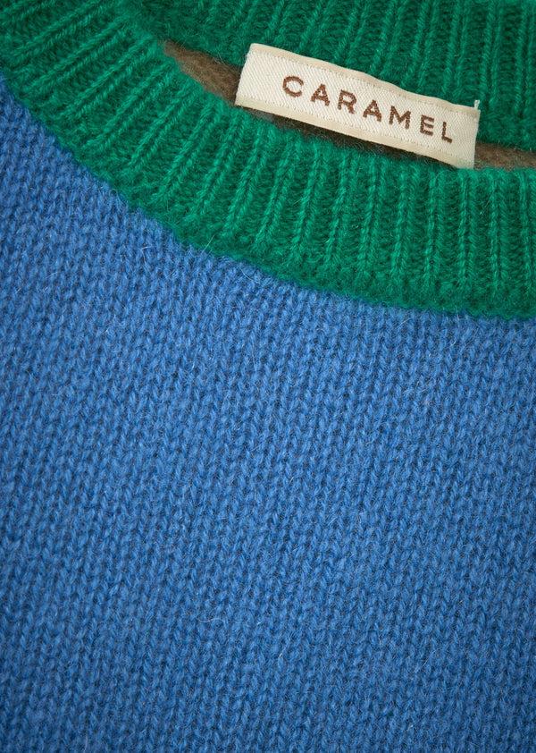 Caramel FENNEL BABY JUMPER - BLUE/CAMEL